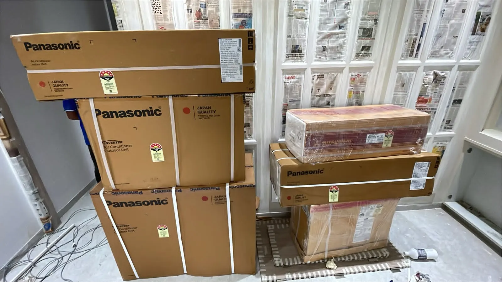Genuine multi-brand HVAC equipment staged for supply and installation